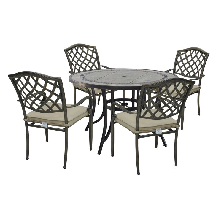 Canora Grey 4 Person Round Outdoor Dining Set with Cushions Wayfair